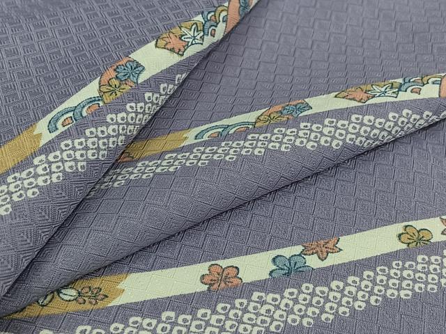 平和屋着物▽小紋　単衣　地紙花文　洗える着物　AABL6981jh