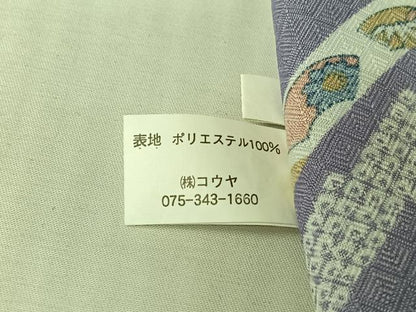 平和屋着物▽小紋　単衣　地紙花文　洗える着物　AABL6981jh