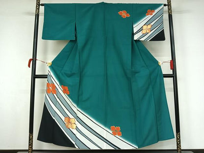 平和屋着物▽訪問着　単衣　舞花文　金彩　洗える着物　AABL6982jh