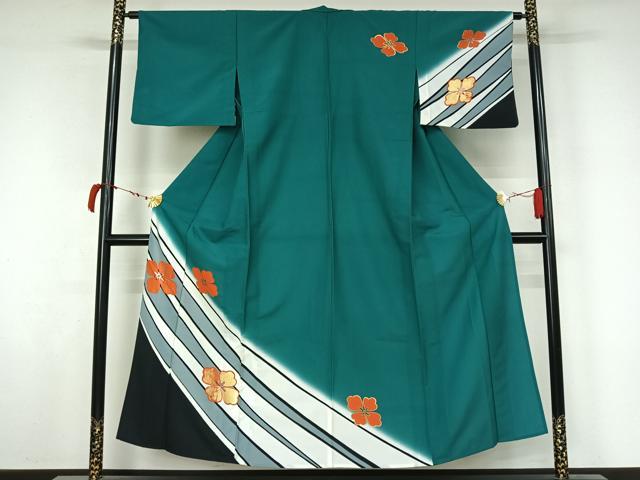 平和屋着物▽訪問着　単衣　舞花文　金彩　洗える着物　AABL6982jh