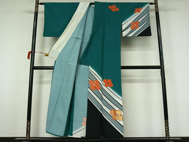 平和屋着物▽訪問着　単衣　舞花文　金彩　洗える着物　AABL6982jh