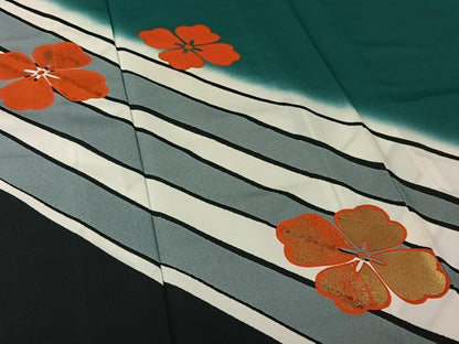 平和屋着物▽訪問着　単衣　舞花文　金彩　洗える着物　AABL6982jh