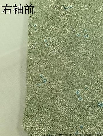 平和屋着物▽上質な小紋　単衣　更紗花文　鬼しぼ縮緬　正絹　逸品　AABL6984jh