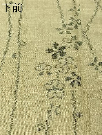 平和屋着物▽上質な紬　単衣　舞花文　正絹　逸品　AABL6985jh