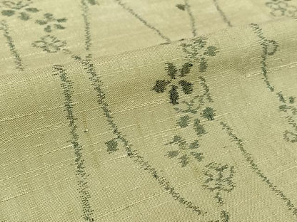 平和屋着物▽上質な紬　単衣　舞花文　正絹　逸品　AABL6985jh