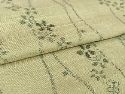 平和屋着物▽上質な紬　単衣　舞花文　正絹　逸品　AABL6985jh