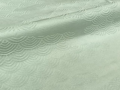 平和屋着物▽上質な色無地　単衣　青海波地紋　藍白色　正絹　逸品　AABL6990jh