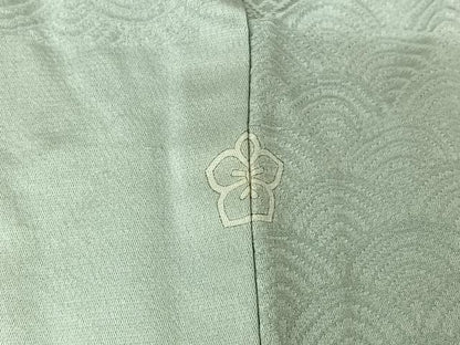 平和屋着物▽上質な色無地　単衣　青海波地紋　藍白色　正絹　逸品　AABL6990jh