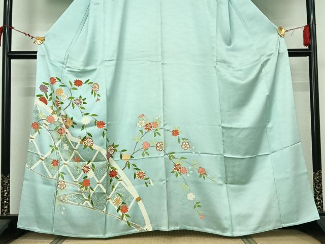 平和屋着物▽訪問着　単衣　花籬文　金彩　正絹　逸品　AABL6994jh