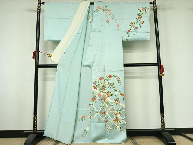 平和屋着物▽訪問着　単衣　花籬文　金彩　正絹　逸品　AABL6994jh