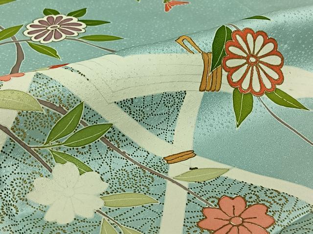 平和屋着物▽訪問着　単衣　花籬文　金彩　正絹　逸品　AABL6994jh