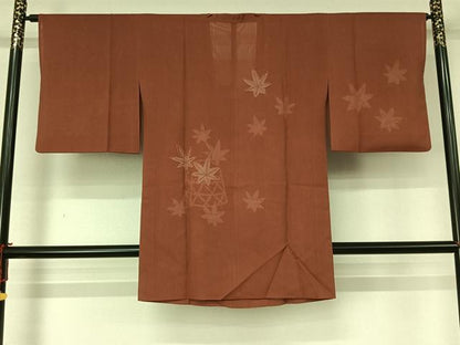 平和屋着物▽道行コート　スリーシーズン　春夏秋　塵除け　舞葉文　ロング丈　正絹　逸品　AABL6999jh
