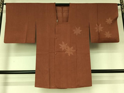 平和屋着物▽道行コート　スリーシーズン　春夏秋　塵除け　舞葉文　ロング丈　正絹　逸品　AABL6999jh