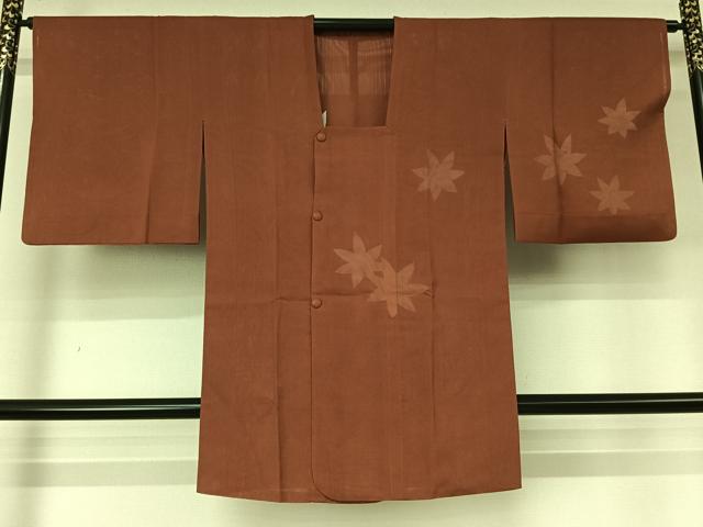 平和屋着物▽道行コート　スリーシーズン　春夏秋　塵除け　舞葉文　ロング丈　正絹　逸品　AABL6999jh