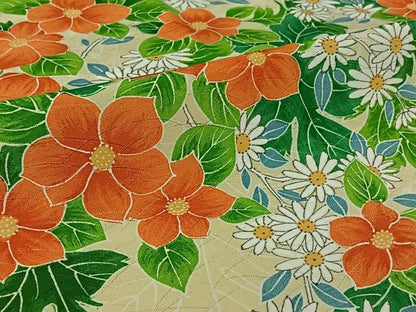 平和屋着物▽小紋　単衣　草花文　洗える着物　AABL7000jh