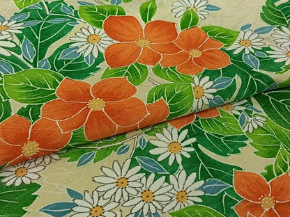 平和屋着物▽小紋　単衣　草花文　洗える着物　AABL7000jh