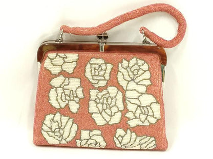 平和屋着物●和装小物　和装バッグ　ハンドバッグ　ビーズバッグ　花柄　逸品　AABL7001ay