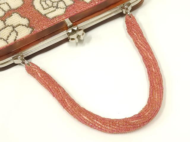 平和屋着物●和装小物　和装バッグ　ハンドバッグ　ビーズバッグ　花柄　逸品　AABL7001ay