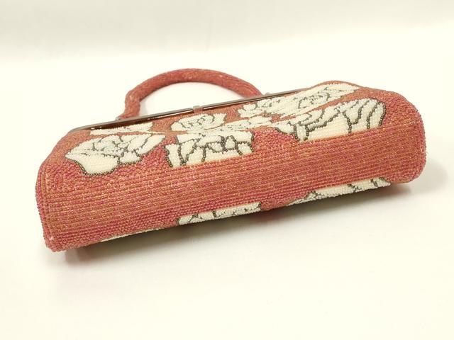 平和屋着物●和装小物　和装バッグ　ハンドバッグ　ビーズバッグ　花柄　逸品　AABL7001ay
