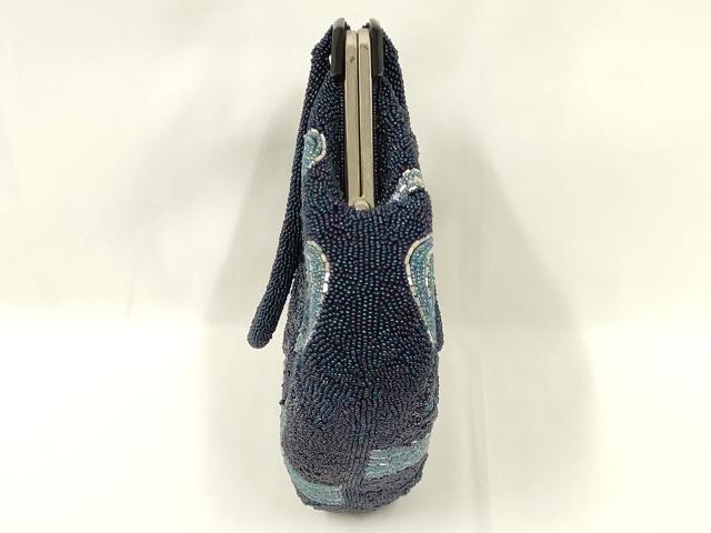 平和屋着物●和装小物　和装バッグ　ハンドバッグ　ビーズバッグ　流水花文　逸品　AABL7002ay