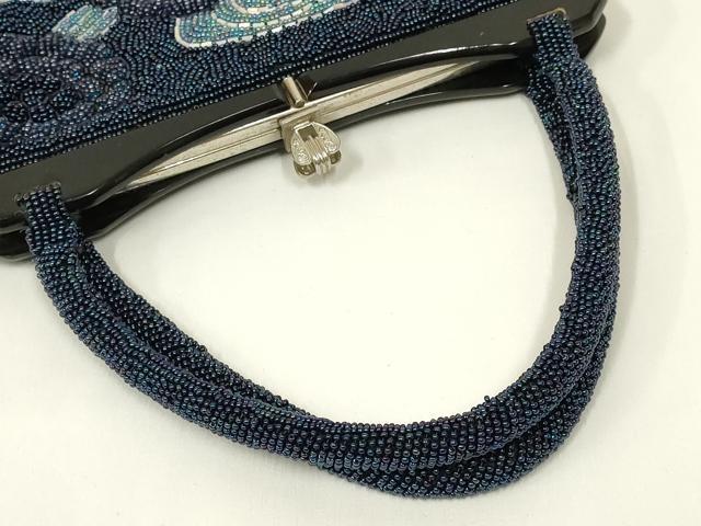 平和屋着物●和装小物　和装バッグ　ハンドバッグ　ビーズバッグ　流水花文　逸品　AABL7002ay