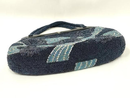 平和屋着物●和装小物　和装バッグ　ハンドバッグ　ビーズバッグ　流水花文　逸品　AABL7002ay