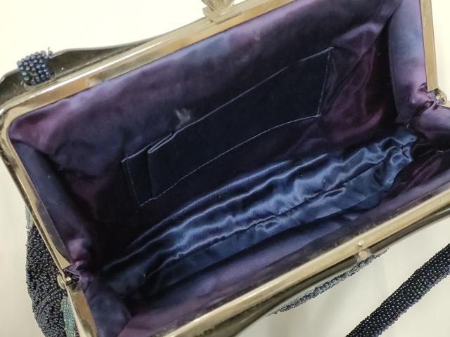 平和屋着物●和装小物　和装バッグ　ハンドバッグ　ビーズバッグ　流水花文　逸品　AABL7002ay