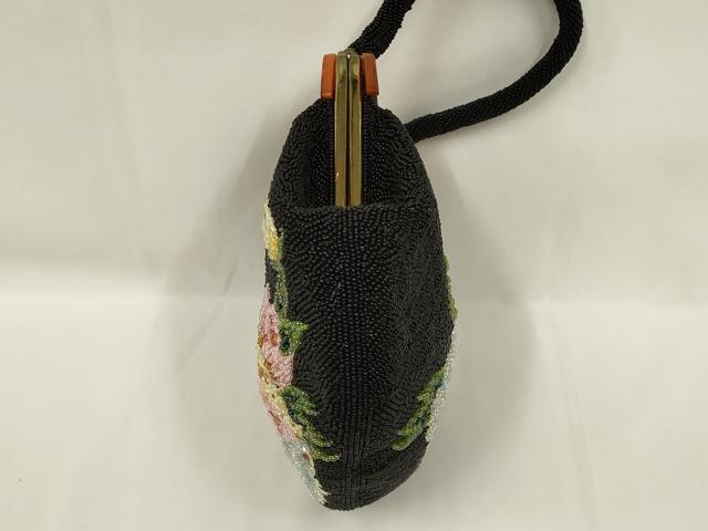 平和屋着物●和装小物　和装バッグ　ハンドバッグ　ビーズバッグ　花柄　逸品　AABL7003ay