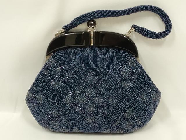 平和屋着物●和装小物　和装バッグ　ハンドバッグ　ビーズバッグ　花菱　逸品　AABL7004ay