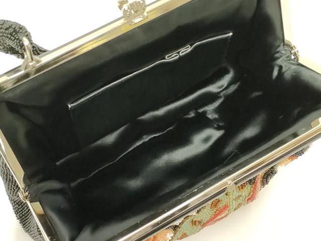 平和屋着物●和装小物　和装バッグ　ハンドバッグ　ビーズバッグ　幾何学花文　逸品　AABL7005ay