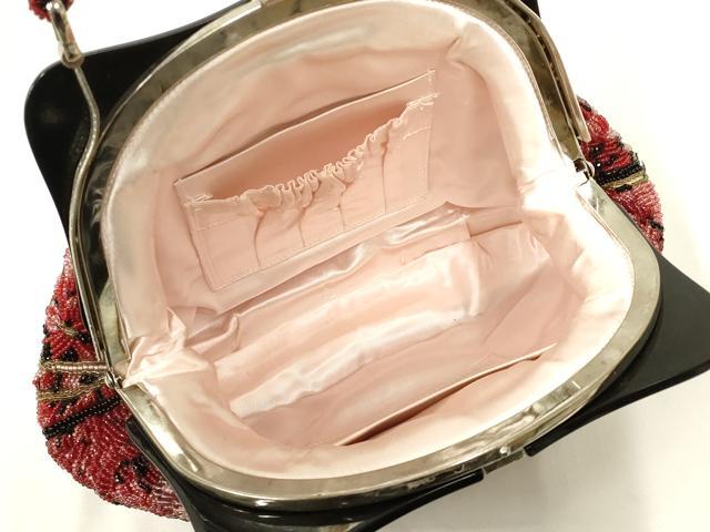 平和屋着物●和装小物　和装バッグ　ハンドバッグ　ビーズバッグ　花唐草　逸品　AABL7006ay