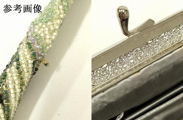 平和屋着物●和装小物　和装バッグ　ハンドバッグ　ビーズバッグ　がま口　花柄　逸品　AABL7007ay