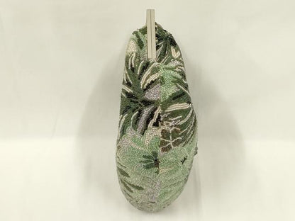 平和屋着物●和装小物　和装バッグ　ハンドバッグ　ビーズバッグ　がま口　花柄　逸品　AABL7007ay