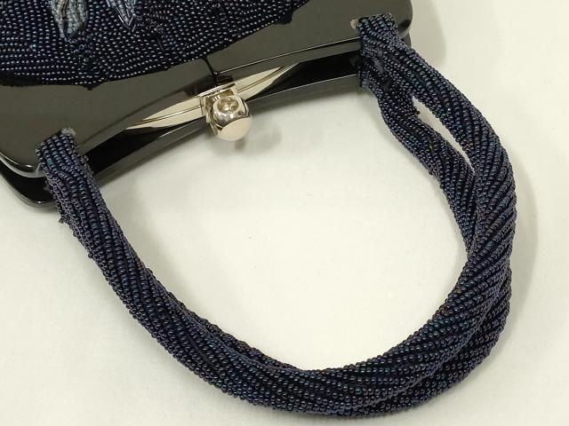 平和屋着物●和装小物　和装バッグ　ハンドバッグ　ビーズバッグ　リーフ柄　逸品　AABL7008ay