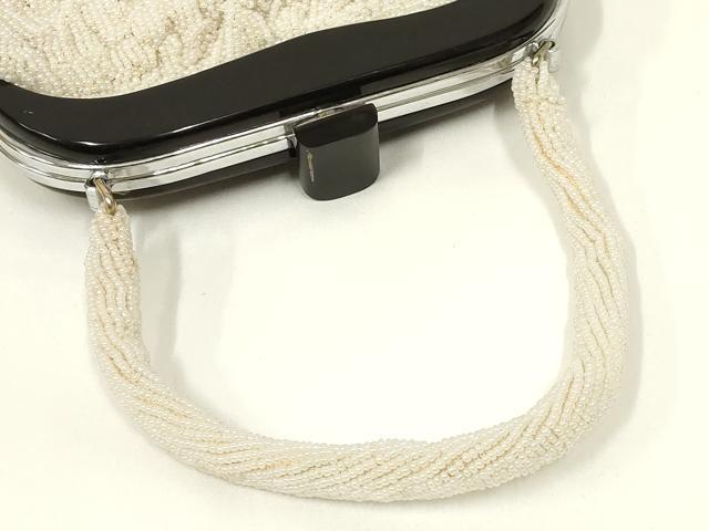 平和屋着物●和装小物　和装バッグ　ハンドバッグ　ビーズバッグ　がま口　花柄　逸品　AABL7009ay