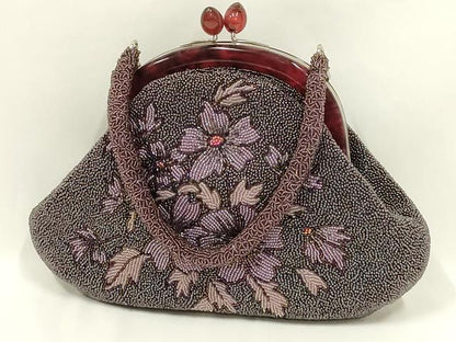 平和屋着物●和装小物　和装バッグ　ハンドバッグ　ビーズバッグ　花柄　逸品　AABL7014ay