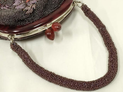 平和屋着物●和装小物　和装バッグ　ハンドバッグ　ビーズバッグ　花柄　逸品　AABL7014ay