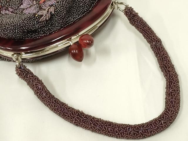 平和屋着物●和装小物　和装バッグ　ハンドバッグ　ビーズバッグ　花柄　逸品　AABL7014ay