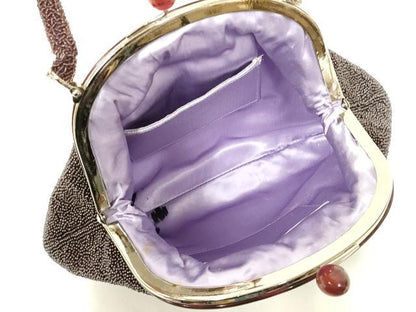 平和屋着物●和装小物　和装バッグ　ハンドバッグ　ビーズバッグ　花柄　逸品　AABL7014ay
