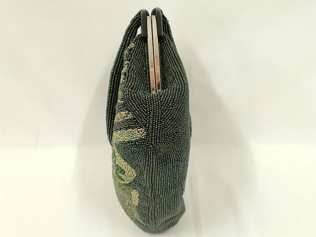 平和屋着物●和装小物　和装バッグ　ハンドバッグ　ビーズバッグ　幾何学花文　逸品　AABL7015ay