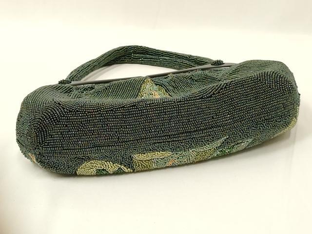 平和屋着物●和装小物　和装バッグ　ハンドバッグ　ビーズバッグ　幾何学花文　逸品　AABL7015ay