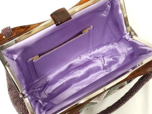 平和屋着物●和装小物　和装バッグ　ハンドバッグ　ビーズバッグ　花柄　更紗　逸品　AABL7026ay