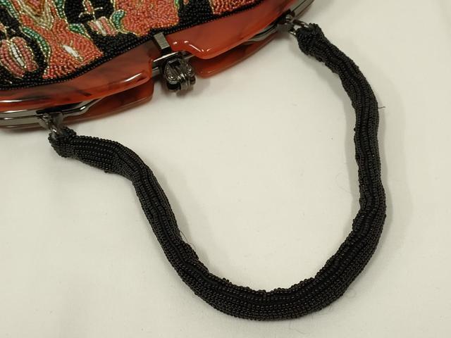 平和屋着物●和装小物　和装バッグ　ハンドバッグ　ビーズバッグ　幾何学模様　逸品　AABL7030ay