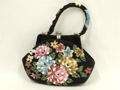 平和屋着物●和装小物　和装バッグ　ハンドバッグ　ビーズバッグ　花柄　逸品　AABL7031ay