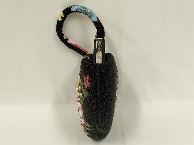 平和屋着物●和装小物　和装バッグ　ハンドバッグ　ビーズバッグ　花柄　逸品　AABL7031ay