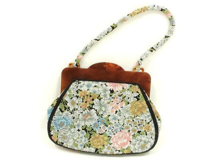 平和屋着物●和装小物　和装バッグ　ハンドバッグ　ビーズバッグ　花柄　逸品　AABL7032ay