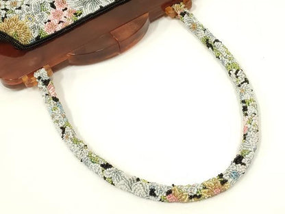 平和屋着物●和装小物　和装バッグ　ハンドバッグ　ビーズバッグ　花柄　逸品　AABL7032ay