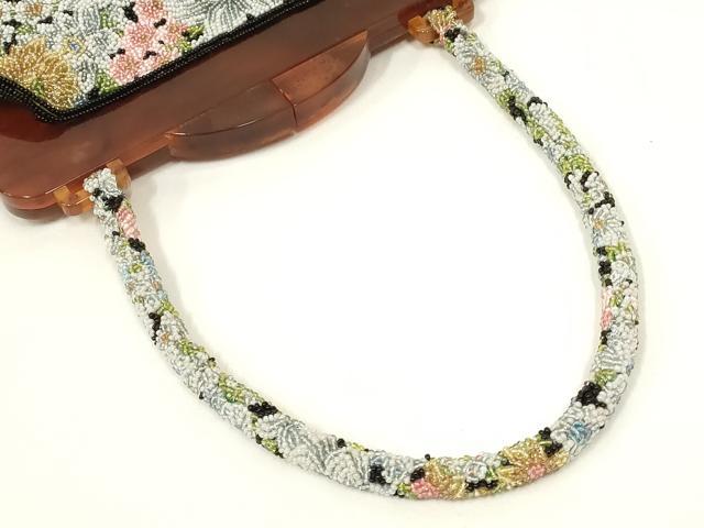 平和屋着物●和装小物　和装バッグ　ハンドバッグ　ビーズバッグ　花柄　逸品　AABL7032ay