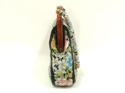 平和屋着物●和装小物　和装バッグ　ハンドバッグ　ビーズバッグ　花柄　逸品　AABL7032ay