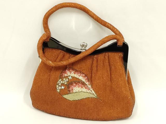 平和屋着物●和装小物　和装バッグ　ハンドバッグ　ビーズバッグ　幾何学花文　逸品　AABL7033ay